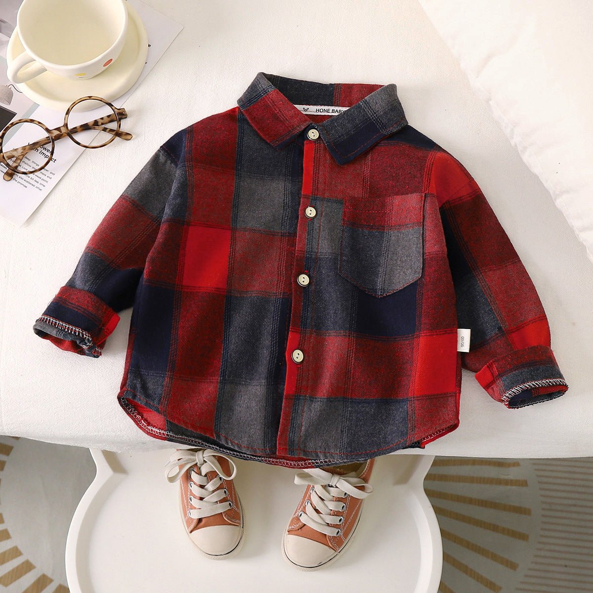 Autumn Toddler Boys Plaid Cotton Shirt - Long Sleeve Loose Fit Top with Turn - Down Collar - Horizon DealsHorizon Deals80Recommended height73/80cmAutumn Toddler Boys Plaid Cotton Shirt - Long Sleeve Loose Fit Top with Turn - Down CollarBlack Red Grid5D90F0C90D8B449C8556EAB3ED2BA7FAHorizon DealseproloAutumn Toddler Boys Plaid Cotton Shirt - Long Sleeve Loose Fit Top with Turn - Down Collar