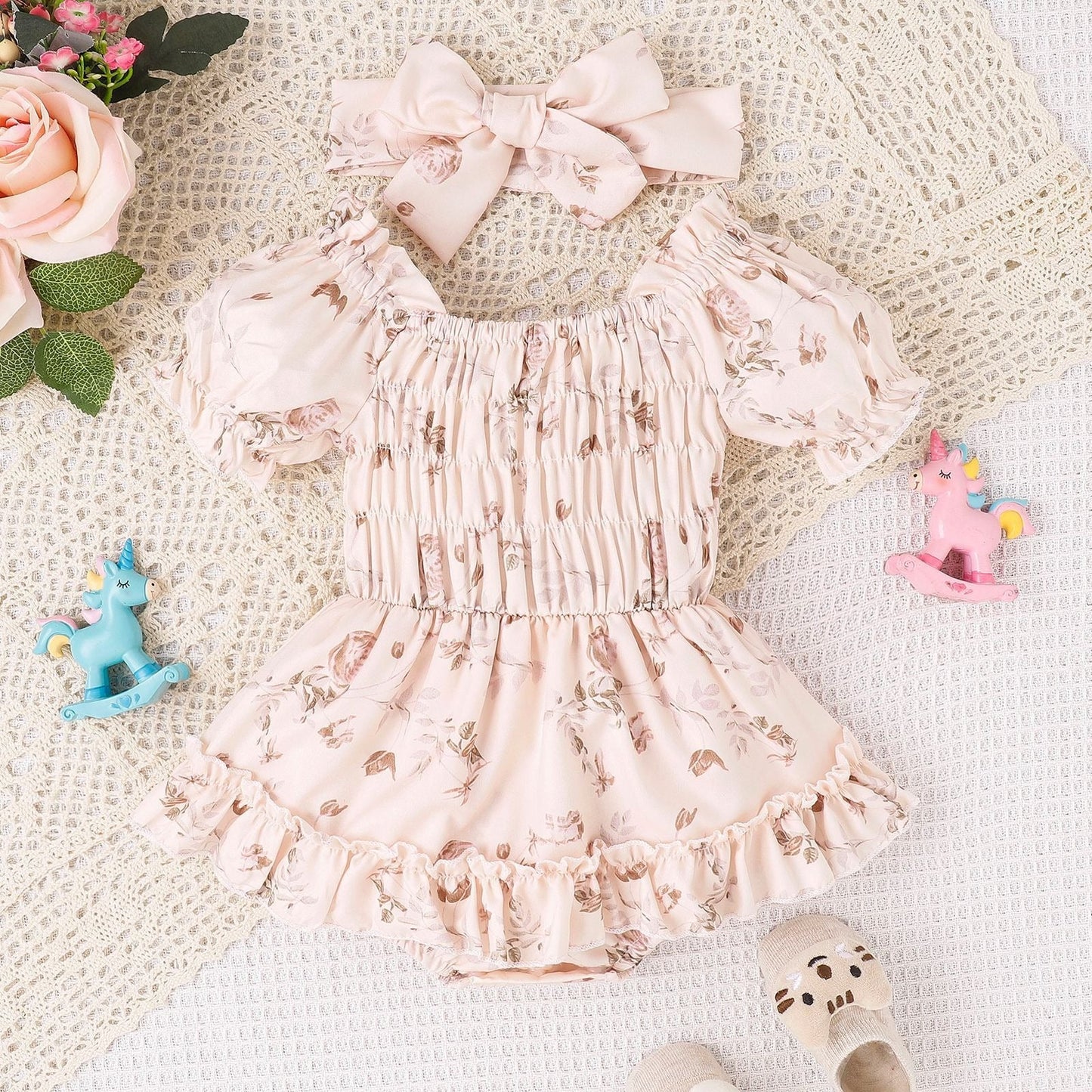 Two - Tone Floral Hem Baby & Toddler Jumpsuit - Horizon DealsHorizon Deals6 - 12MTwo - Tone Floral Hem Baby & Toddler JumpsuitApricot36E53F0B086F433DA9C68591C43ACC1DHorizon DealseproloTwo - Tone Floral Hem Baby & Toddler Jumpsuit